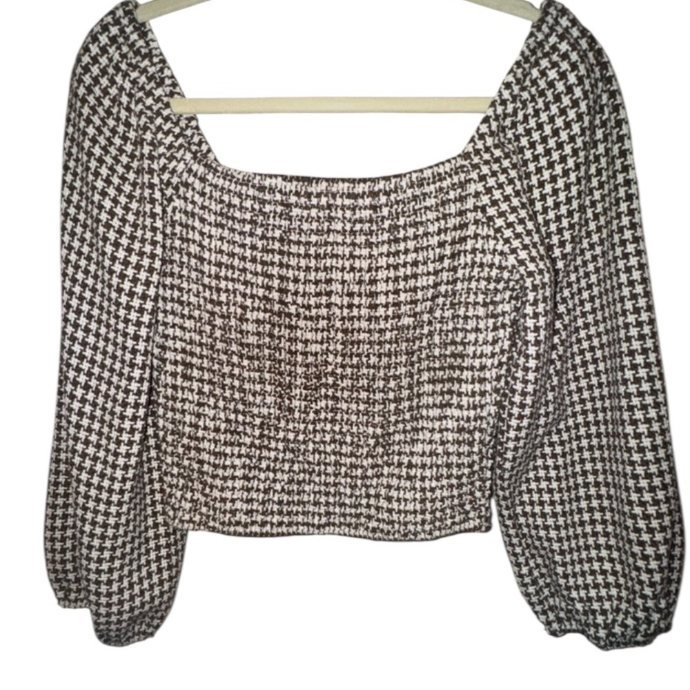 GiGiO Brown and White Checkered Blouse